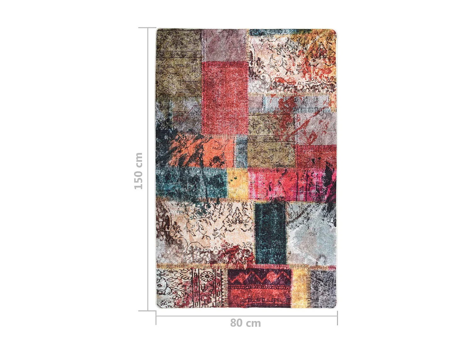 Tapis lavable antidérapant Patchwork 80x150 Multicolore