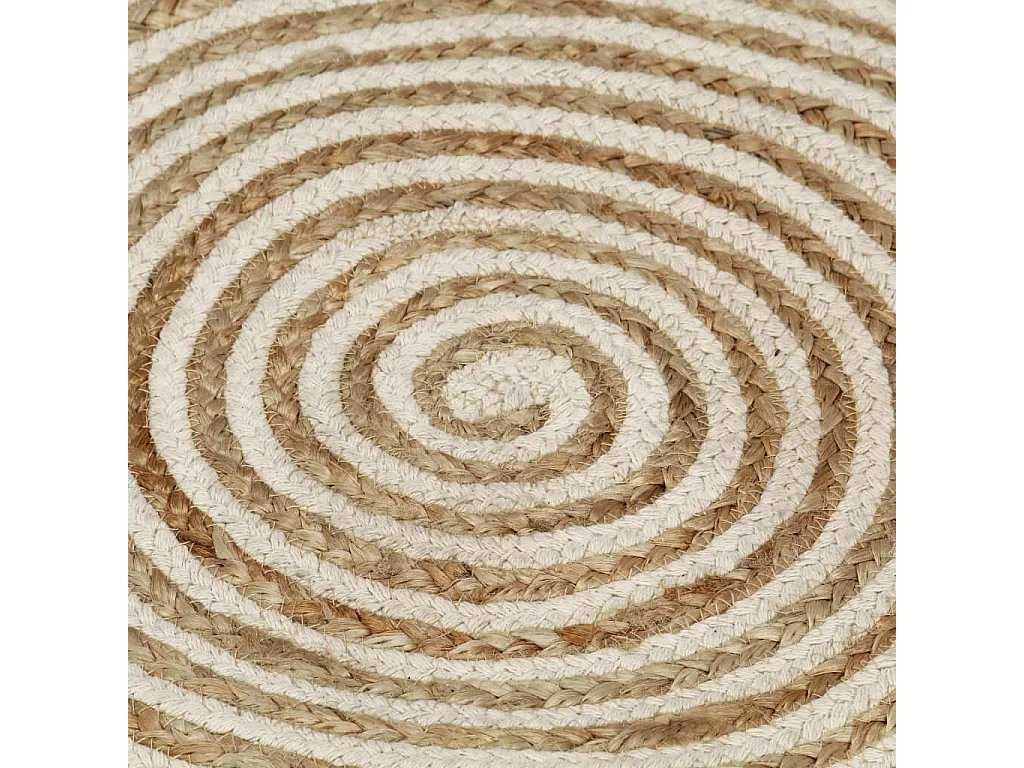Tapis fait à la main Jute avec design de spirale Blanc 150cm