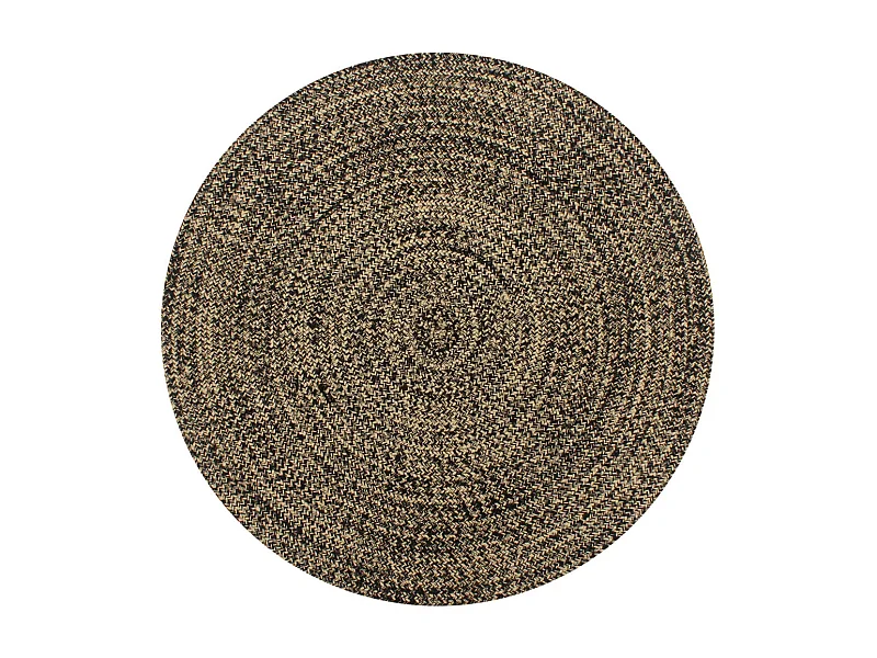 Tapis fait à la main Jute Noir et naturel 150cm