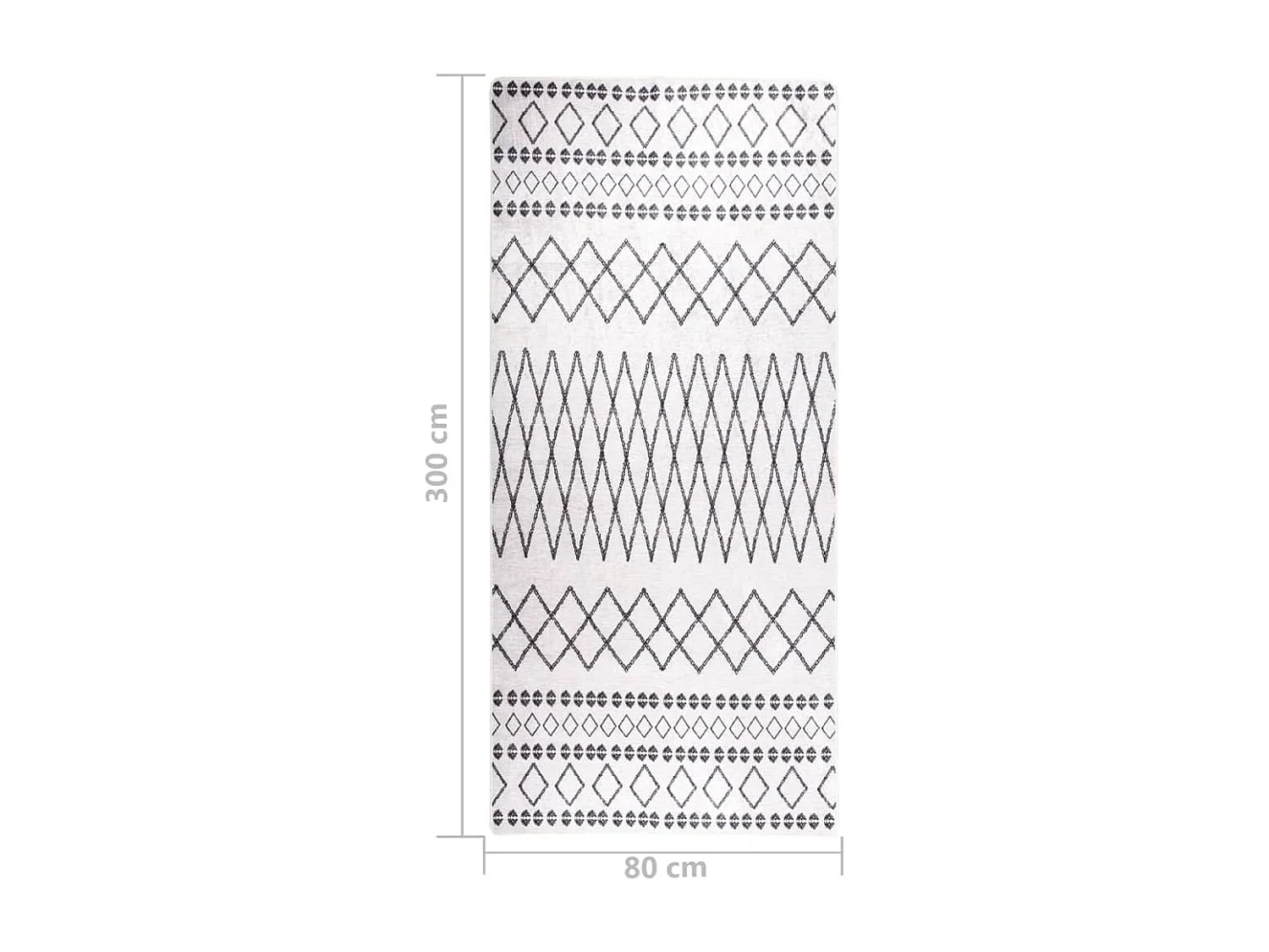 Tapis lavable antidérapant 80x300 Noir et blanc