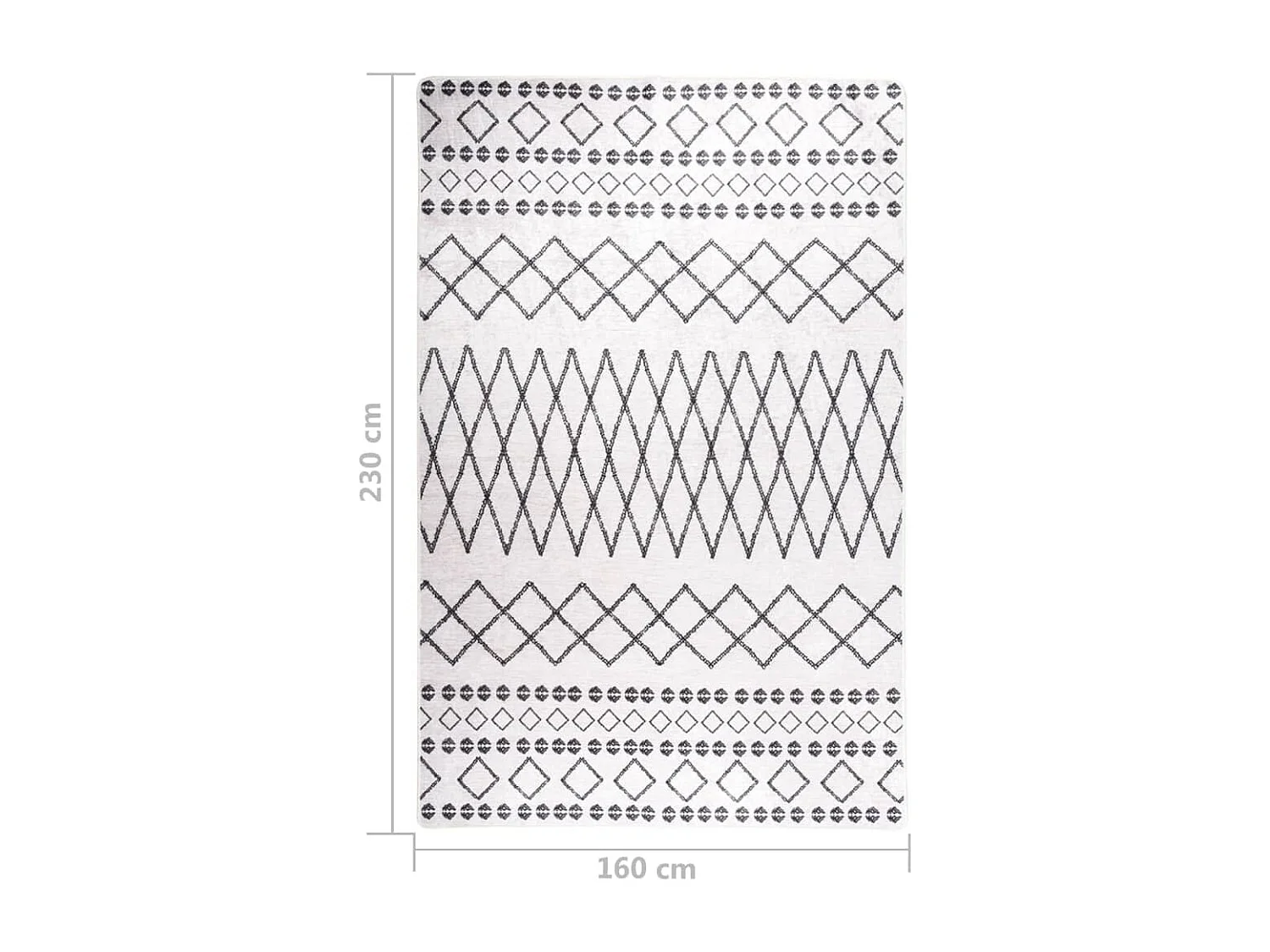 Tapis lavable antidérapant 160x230 Noir et blanc