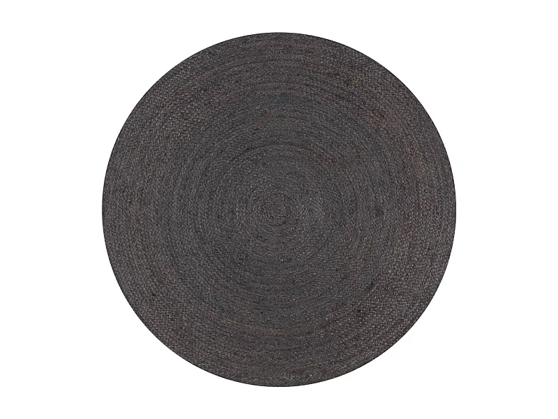 Tapis fait à la main Jute Rond 90cm Gris foncé