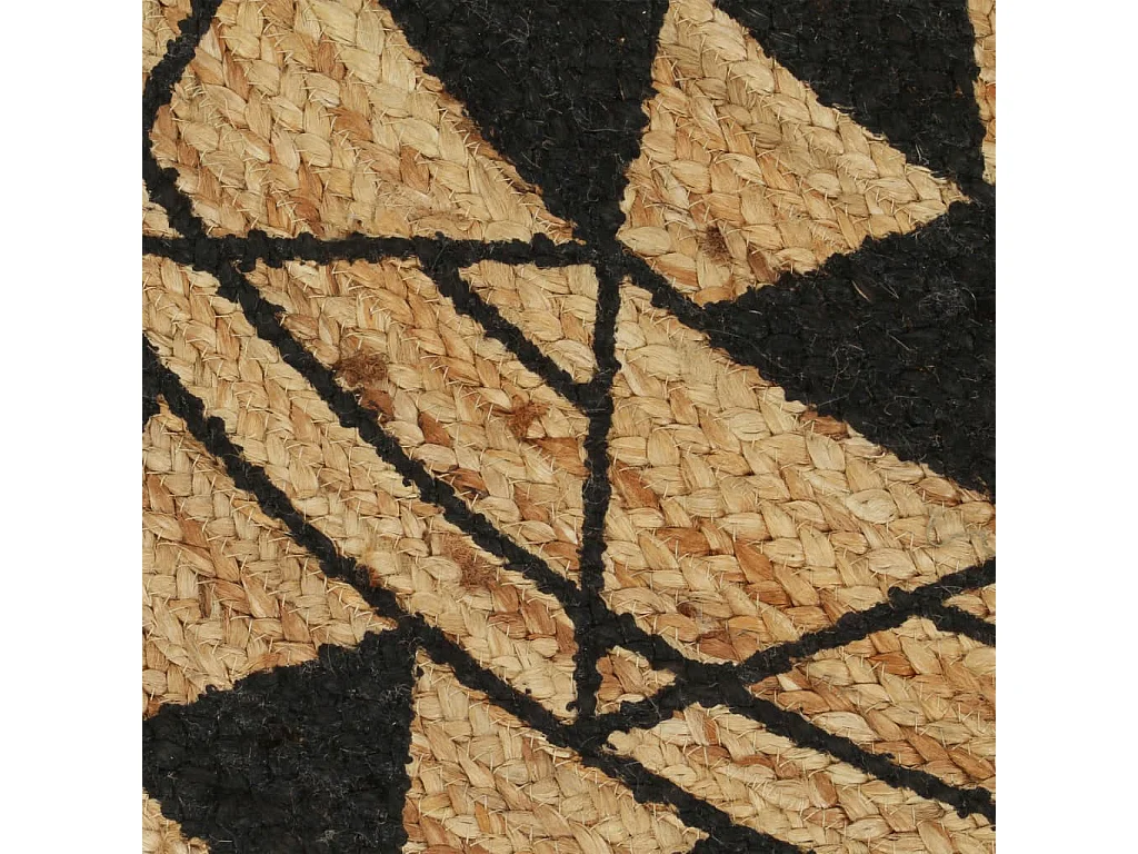 Tapis fait à la main Jute avec imprimé noir 120cm