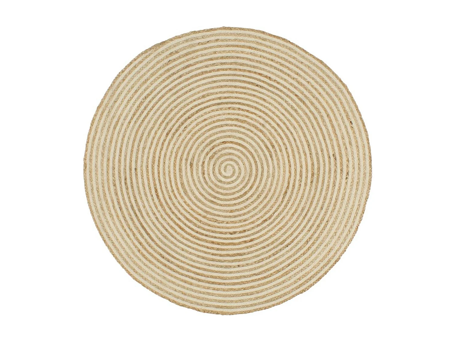 Tapis fait à la main Jute avec design de spirale Blanc 120cm