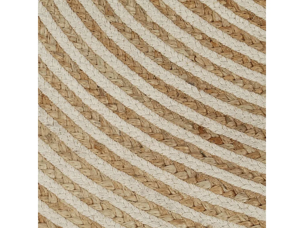 Tapis fait à la main Jute avec design de spirale Blanc 120cm