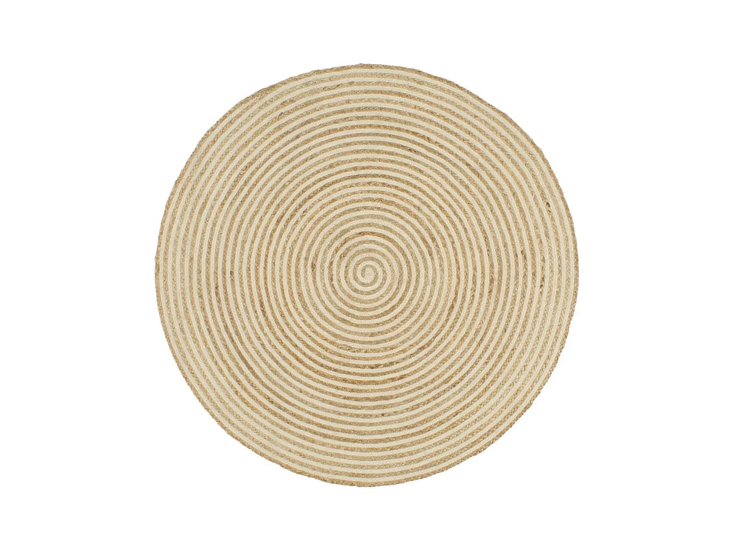 Tapis fait à la main Jute avec design de spirale Blanc 120cm