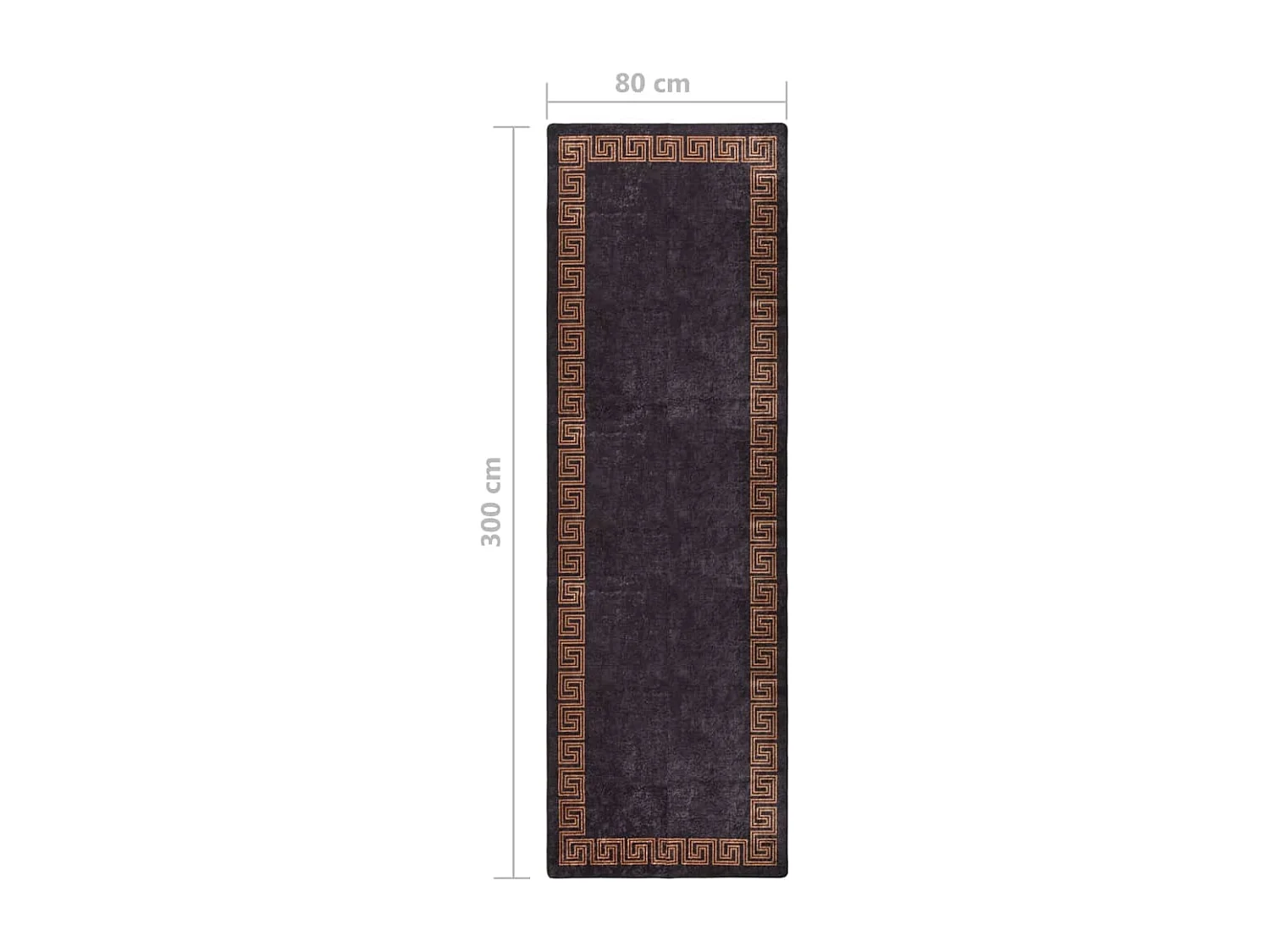Tapis lavable antidérapant 80x300 Noir et doré