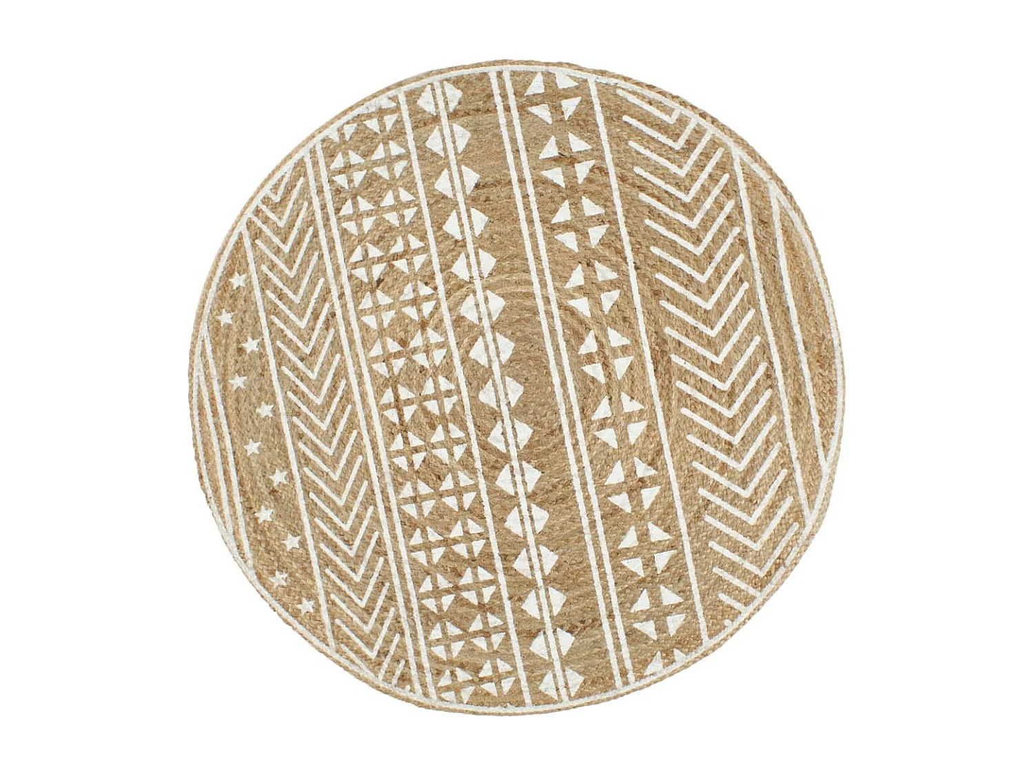 Tapis fait à la main Jute avec imprimé blanc 90cm 2