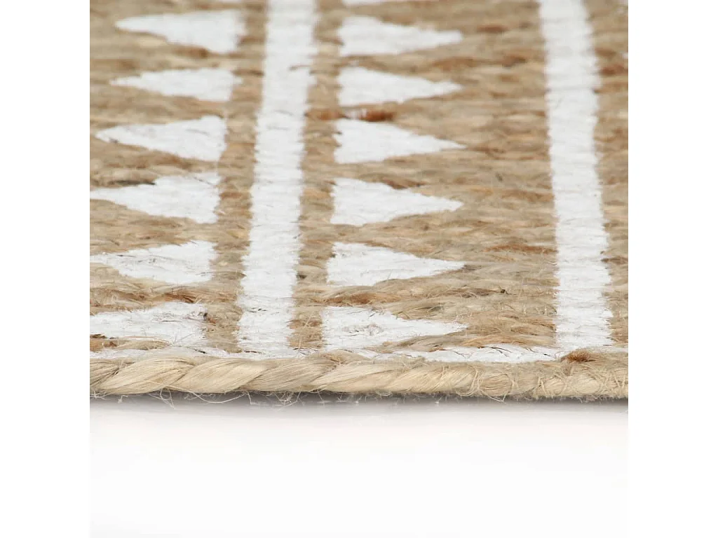 Tapis fait à la main Jute avec imprimé blanc 90cm 2