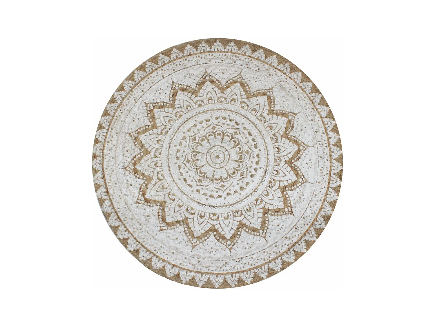 Tapis Jute tressé imprimé 90cm rond