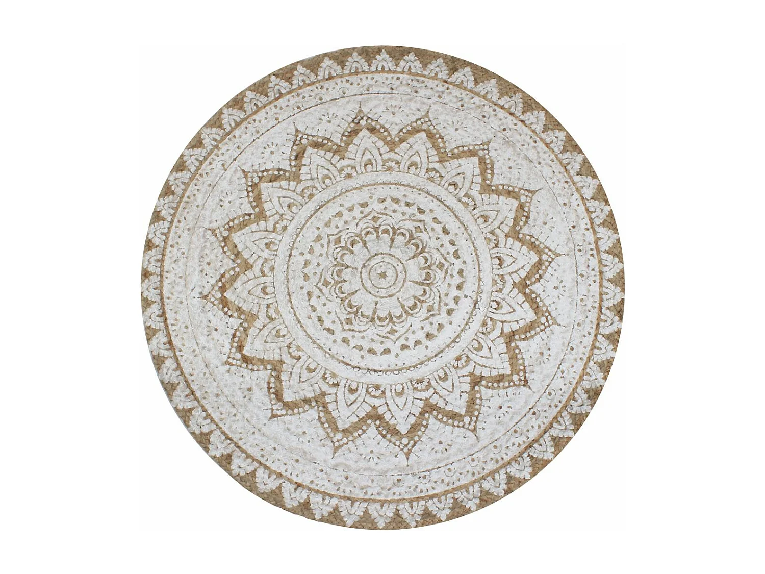 Tapis Jute tressé imprimé 90cm rond