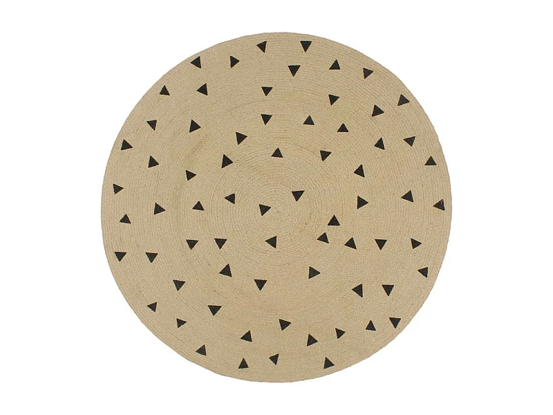 Tapis fait à la main Jute avec imprimé à triangles 150cm