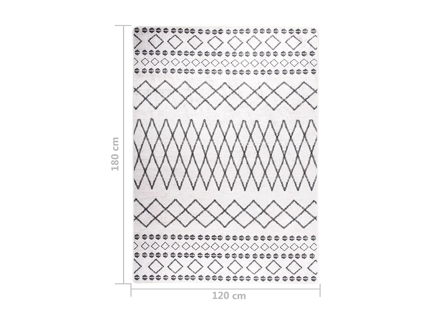 Tapis lavable antidérapant 120x180 Noir et blanc