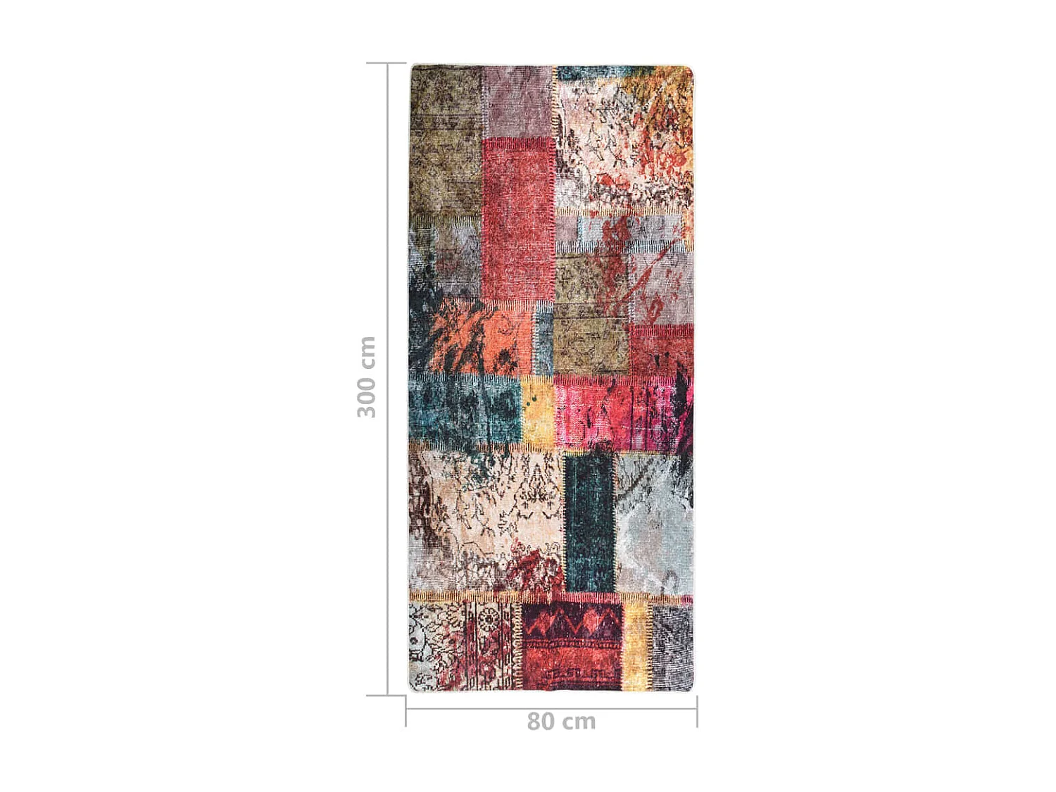 Tapis lavable antidérapant Patchwork 80x300 Multicolore