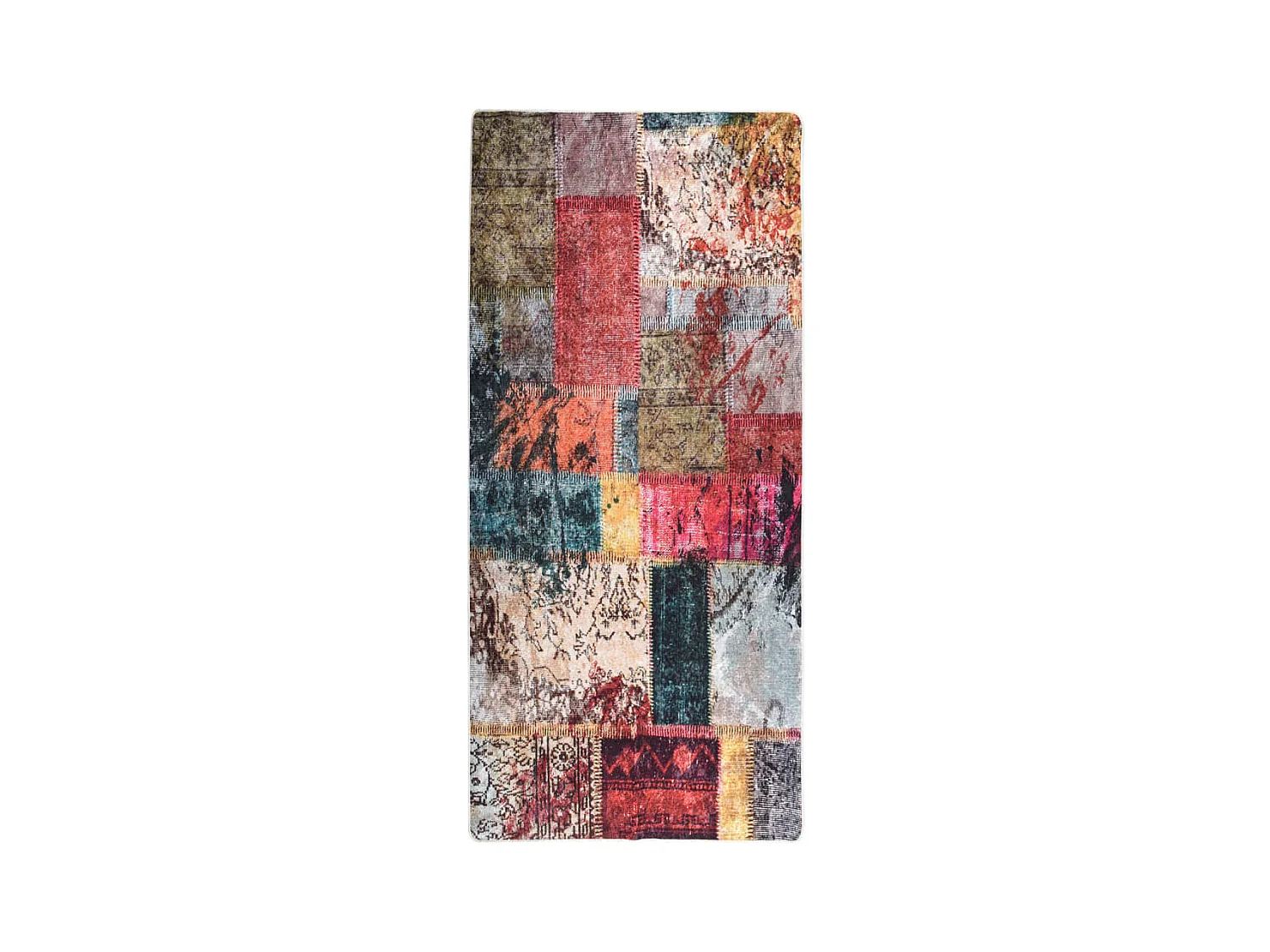 Tapis lavable antidérapant Patchwork 80x300 Multicolore