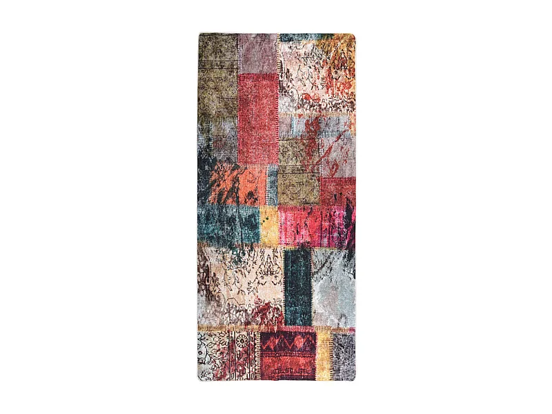 Tapis lavable antidérapant Patchwork 80x300 Multicolore