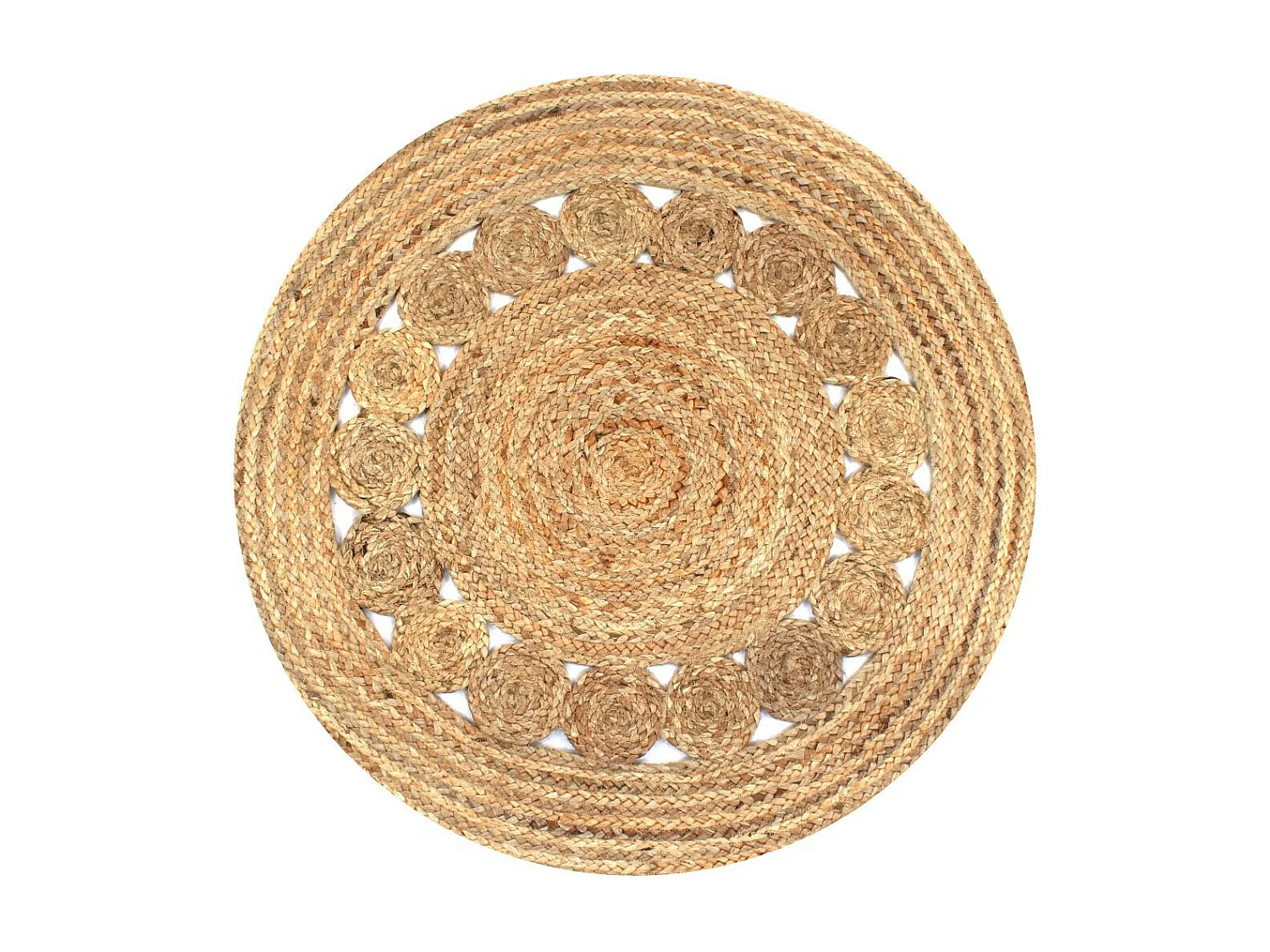 Tapis Jute design tressé 90cm rond