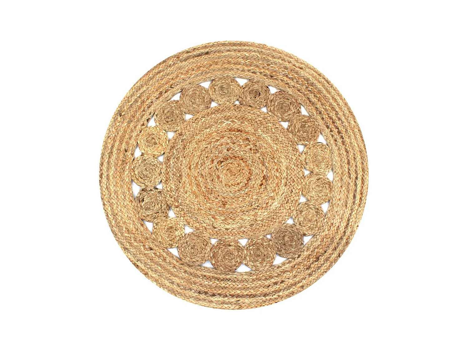 Tapis Jute design tressé 90cm rond