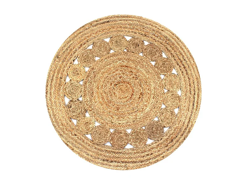 Tapis Jute design tressé 90cm rond