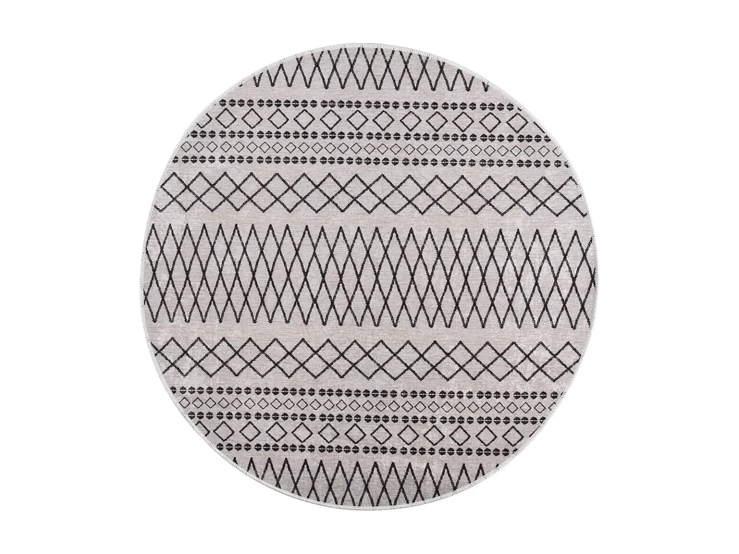 Tapis lavable antidérapant φ120cm Noir et blanc