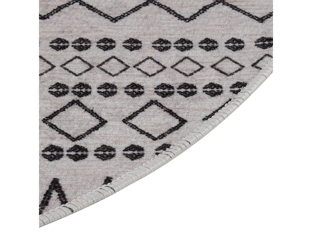 Tapis lavable antidérapant φ120cm Noir et blanc