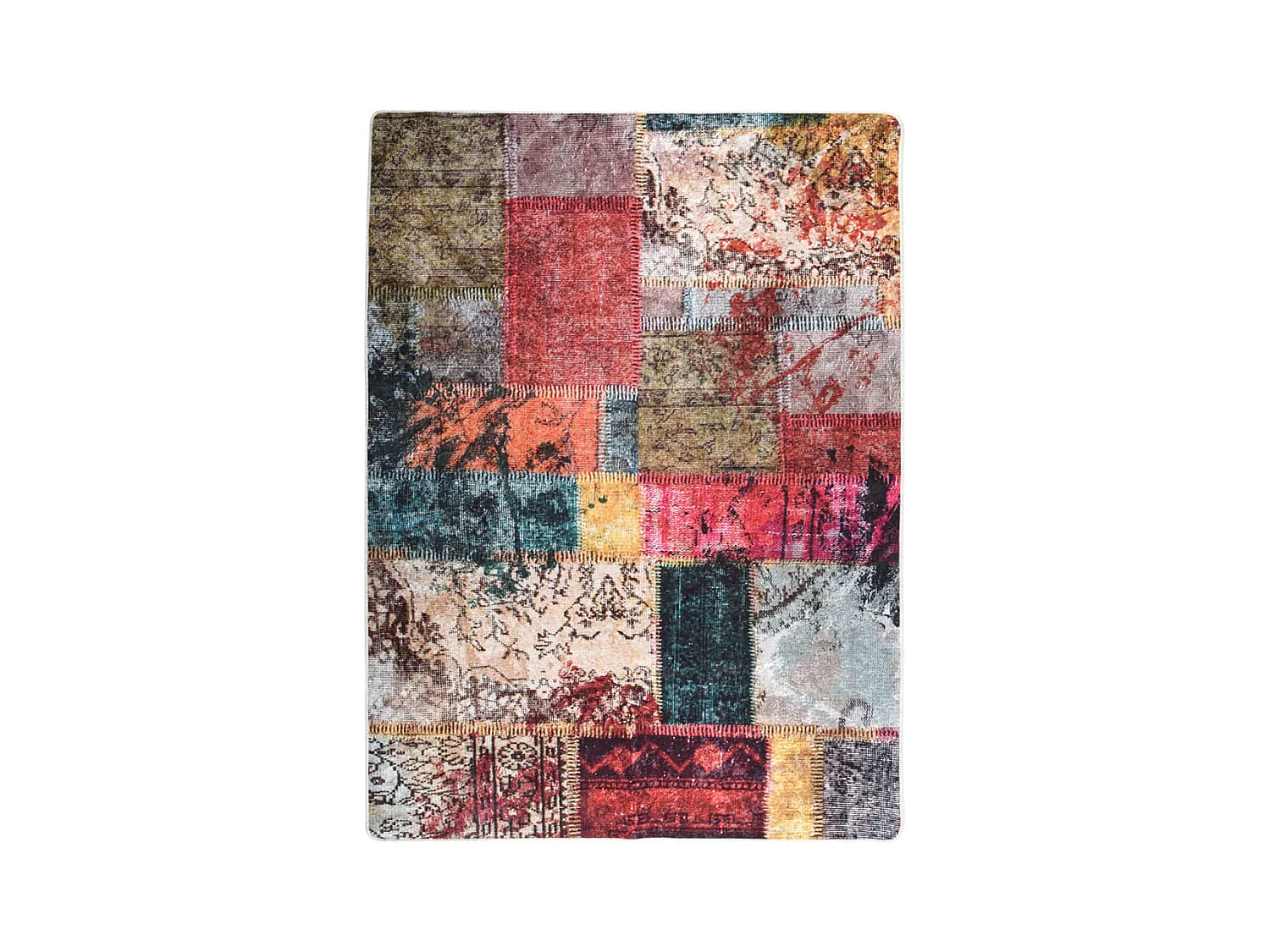 Tapis lavable antidérapant Patchwork 120x180 Multicolore