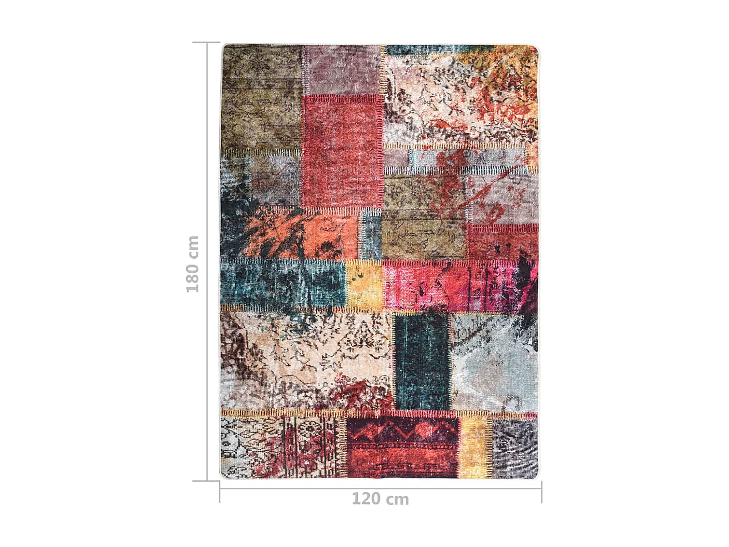 Tapis lavable antidérapant Patchwork 120x180 Multicolore