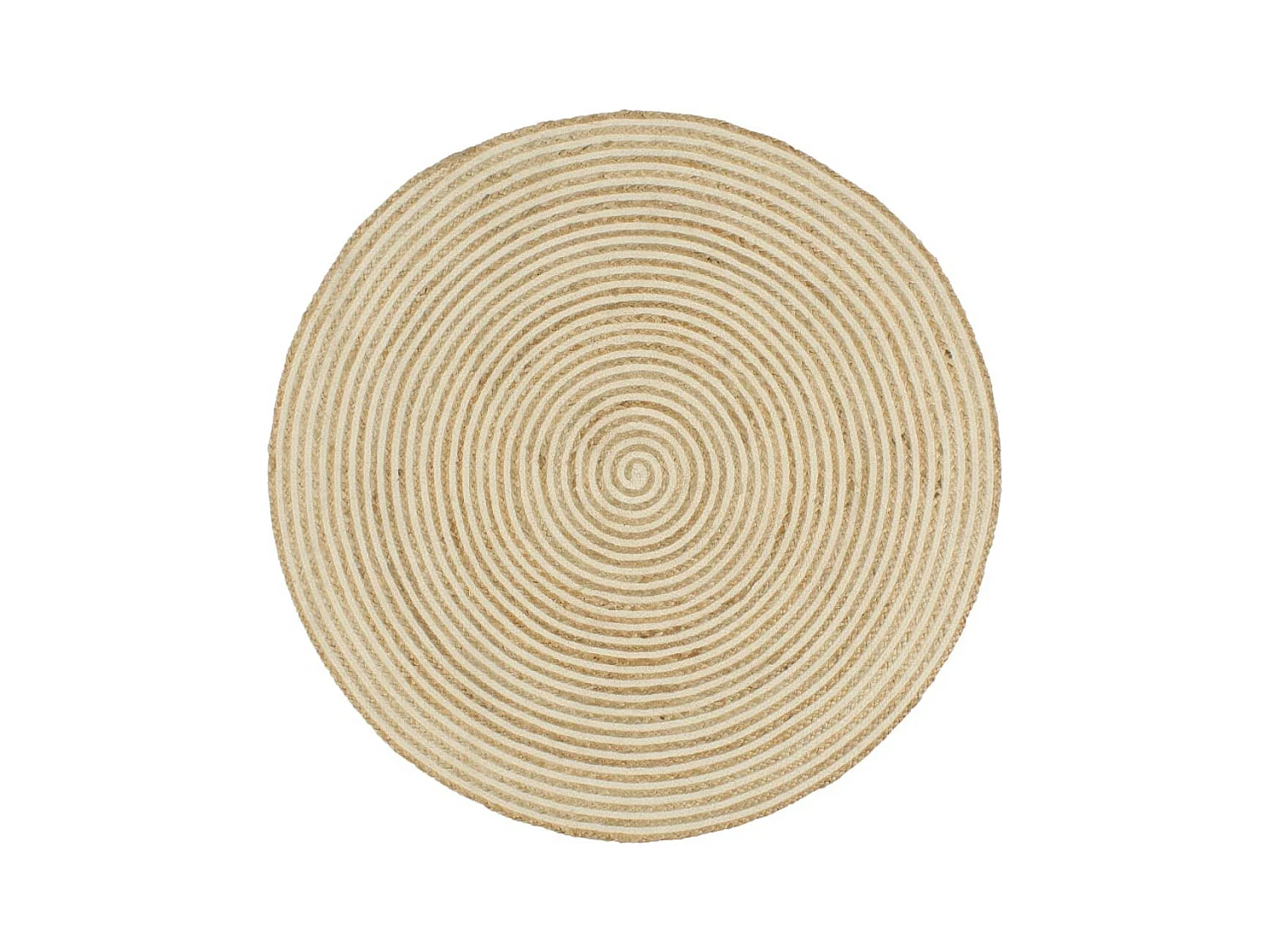 Tapis fait à la main Jute avec design de spirale Blanc 90cm