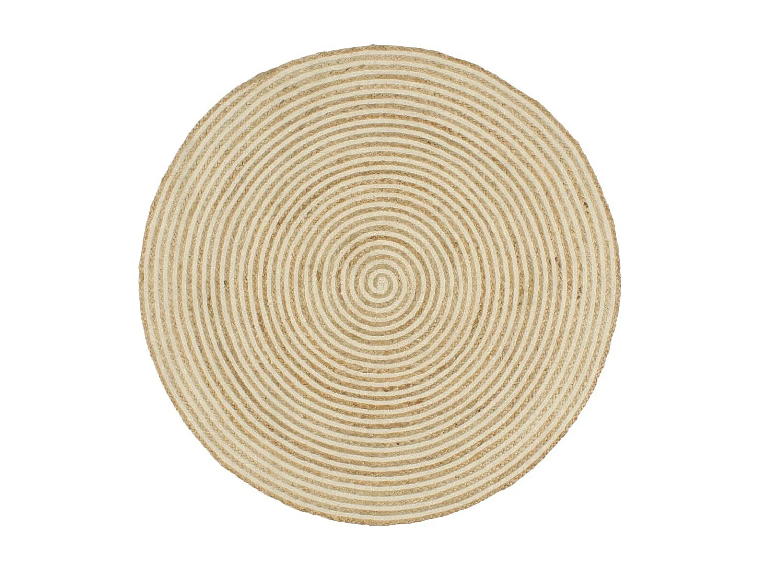 Tapis fait à la main Jute avec design de spirale Blanc 90cm