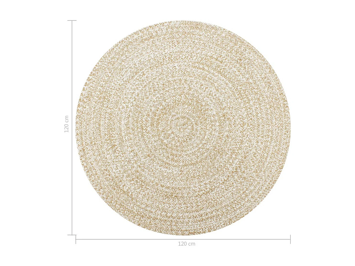 Tapis fait à la main Jute Blanc et naturel 120cm