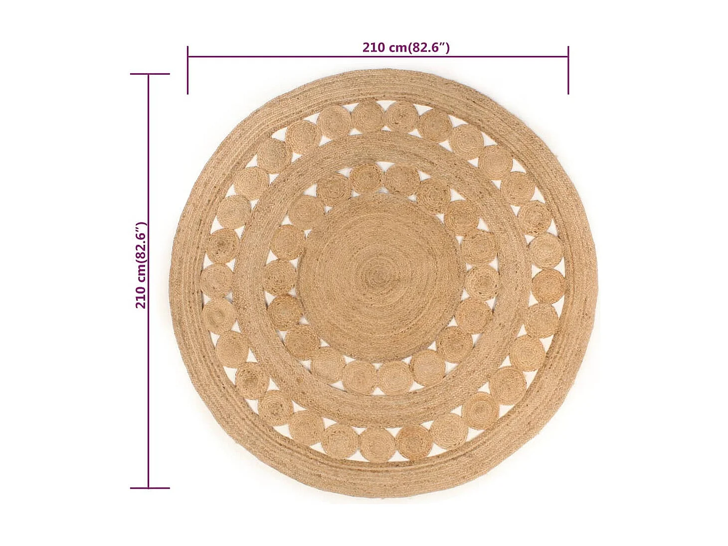 Tapis Design tressé Jute 210cm Rond
