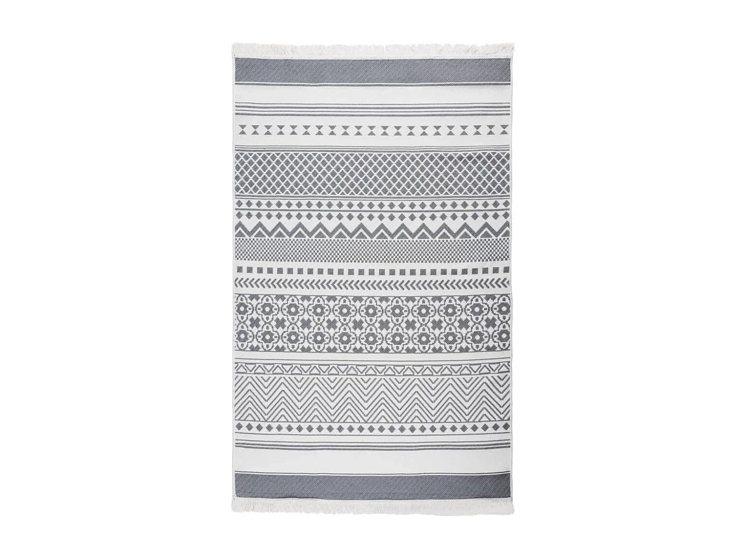 Vloerkleed 120x180 cm katoen grijs en wit