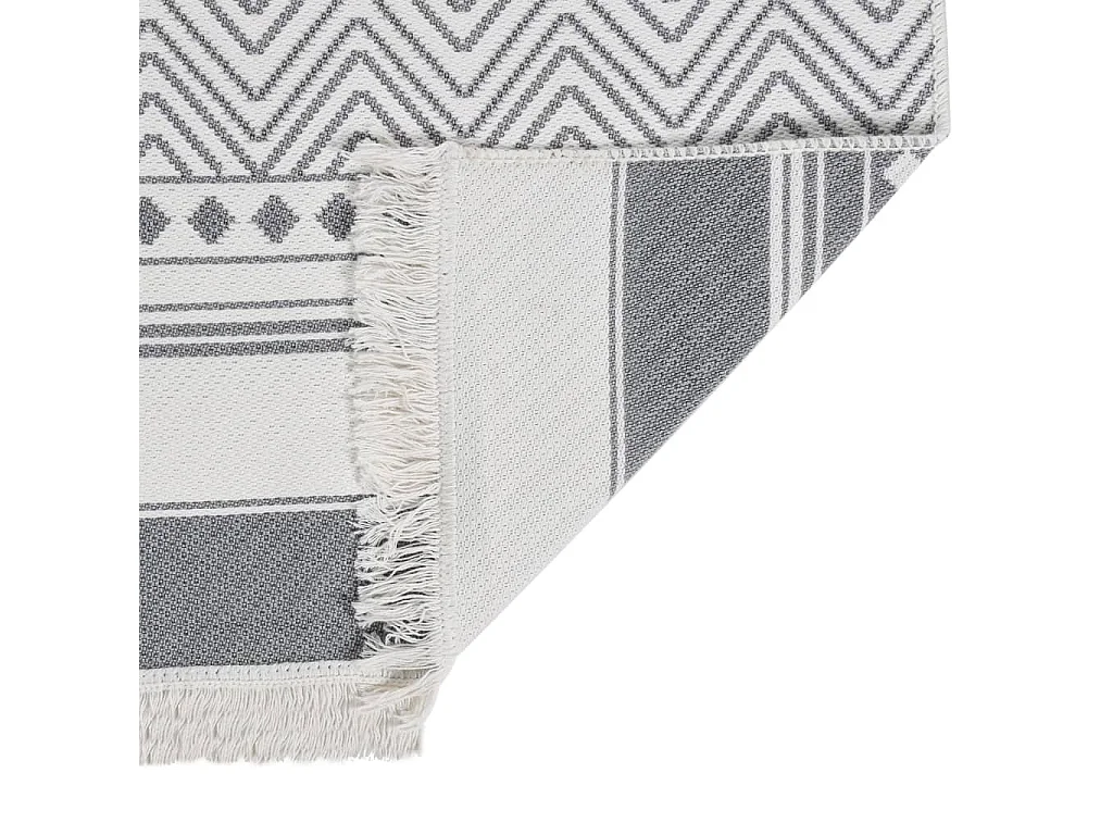 Vloerkleed 120x180 cm katoen grijs en wit