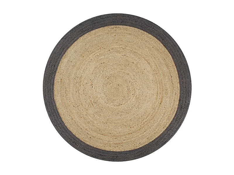Tapis fait à la main Jute avec bord gris foncé 150cm