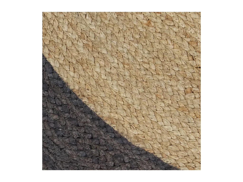Tapis fait à la main Jute avec bord gris foncé 150cm