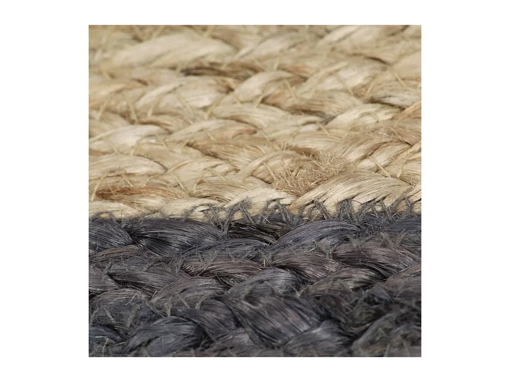 Tapis fait à la main Jute avec bord gris foncé 150cm