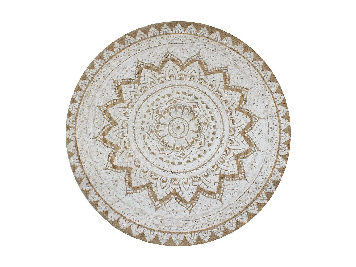 Tapis Jute tressé imprimé 150cm rond