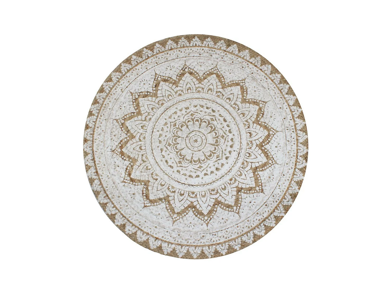 Tapis Jute tressé imprimé 150cm rond