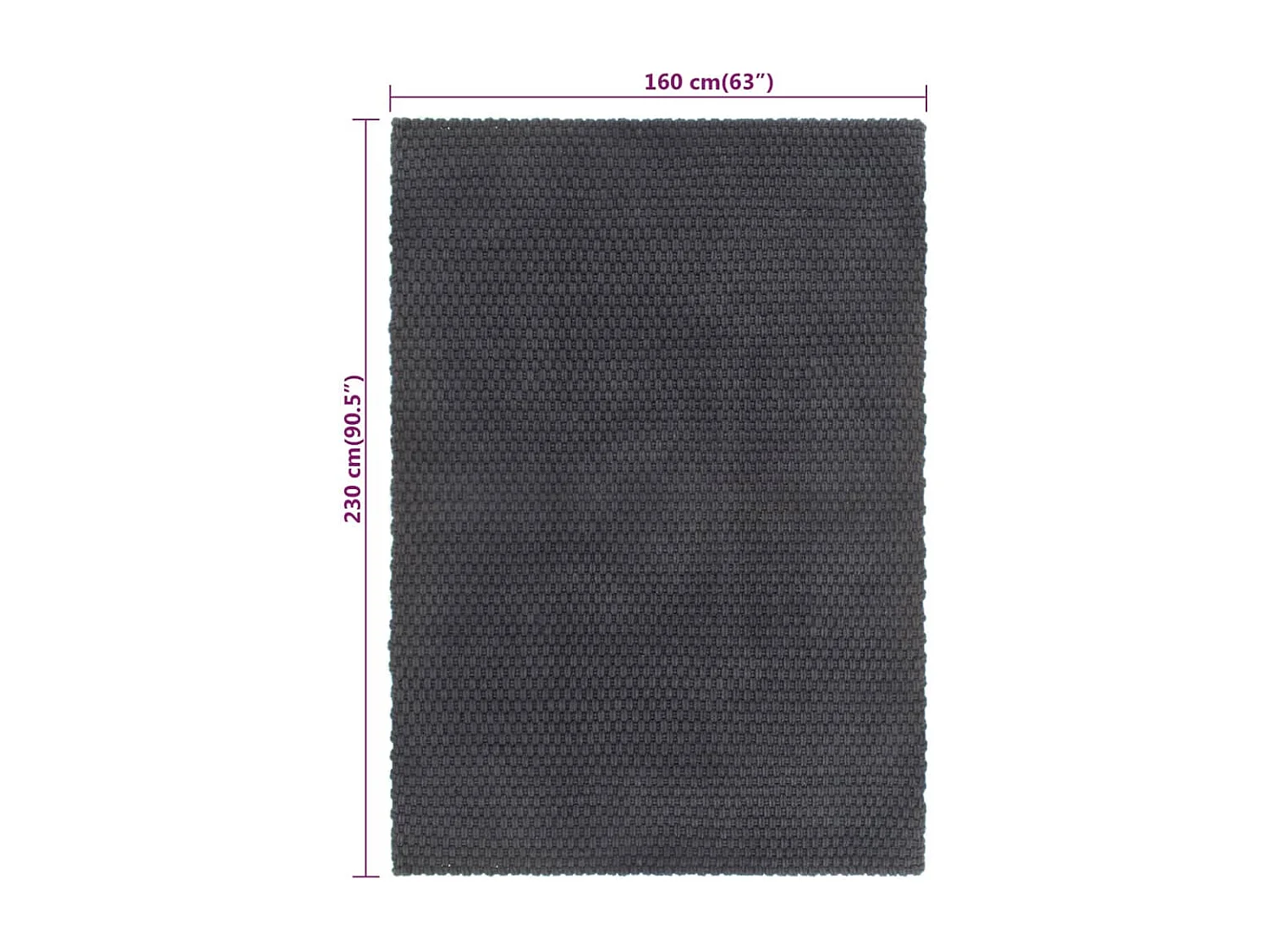 Tapis rectangulaire Anthracite 160x230 Coton