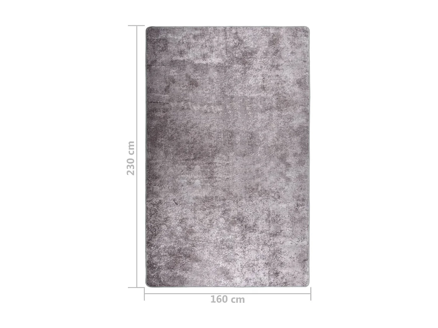 Vloerkleed wasbaar anti-slip 160x230 cm grijs