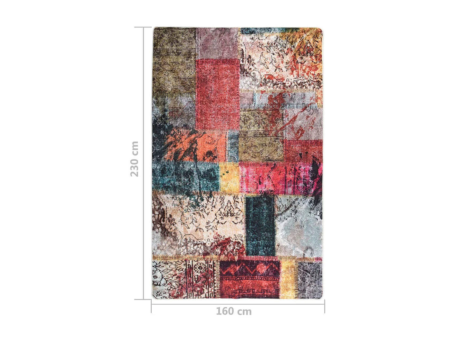 Tapis lavable antidérapant Patchwork 160x230 Multicolore