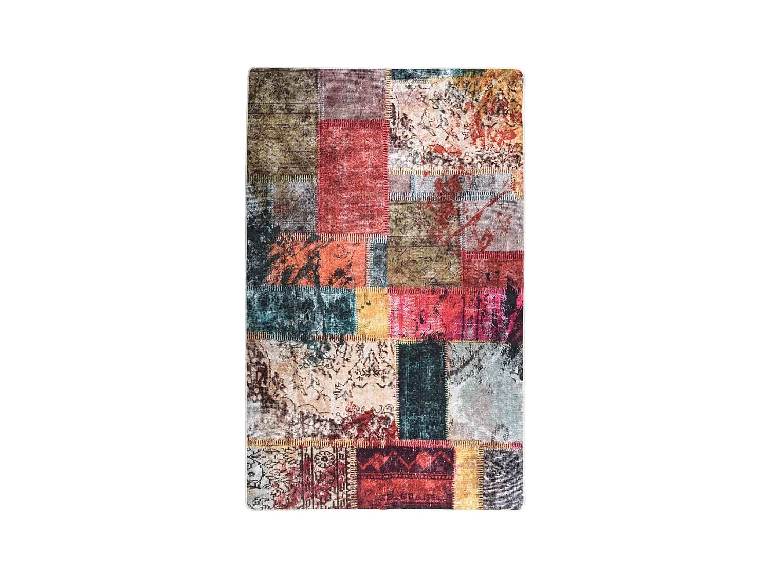 Tapis lavable antidérapant Patchwork 160x230 Multicolore