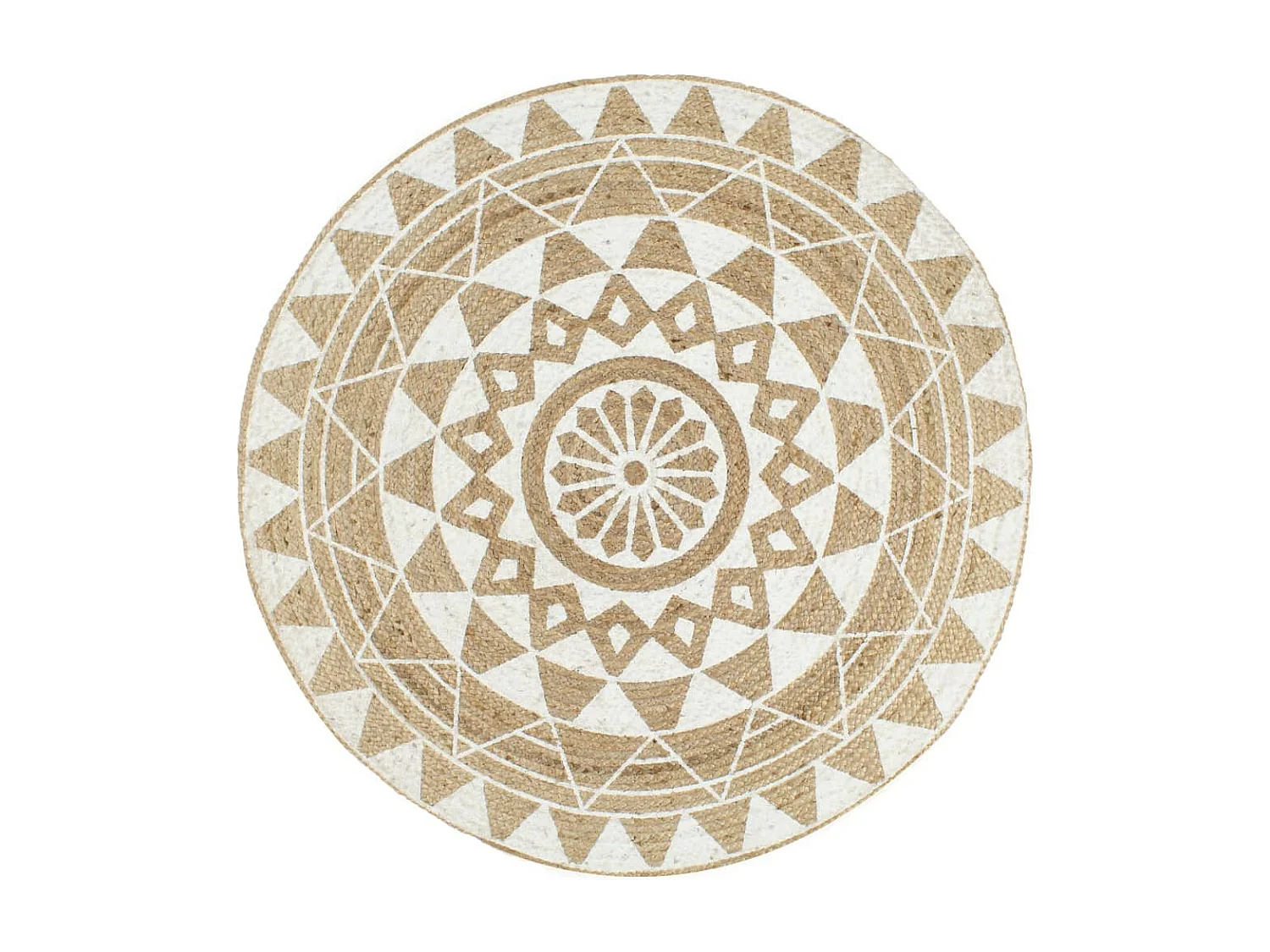 Tapis fait à la main Jute avec imprimé blanc 150cm