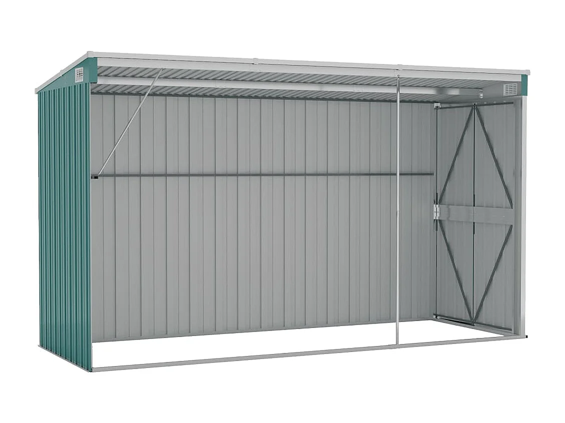 Abri de jardin mural Vert 118x288x178 Acier galvanisé