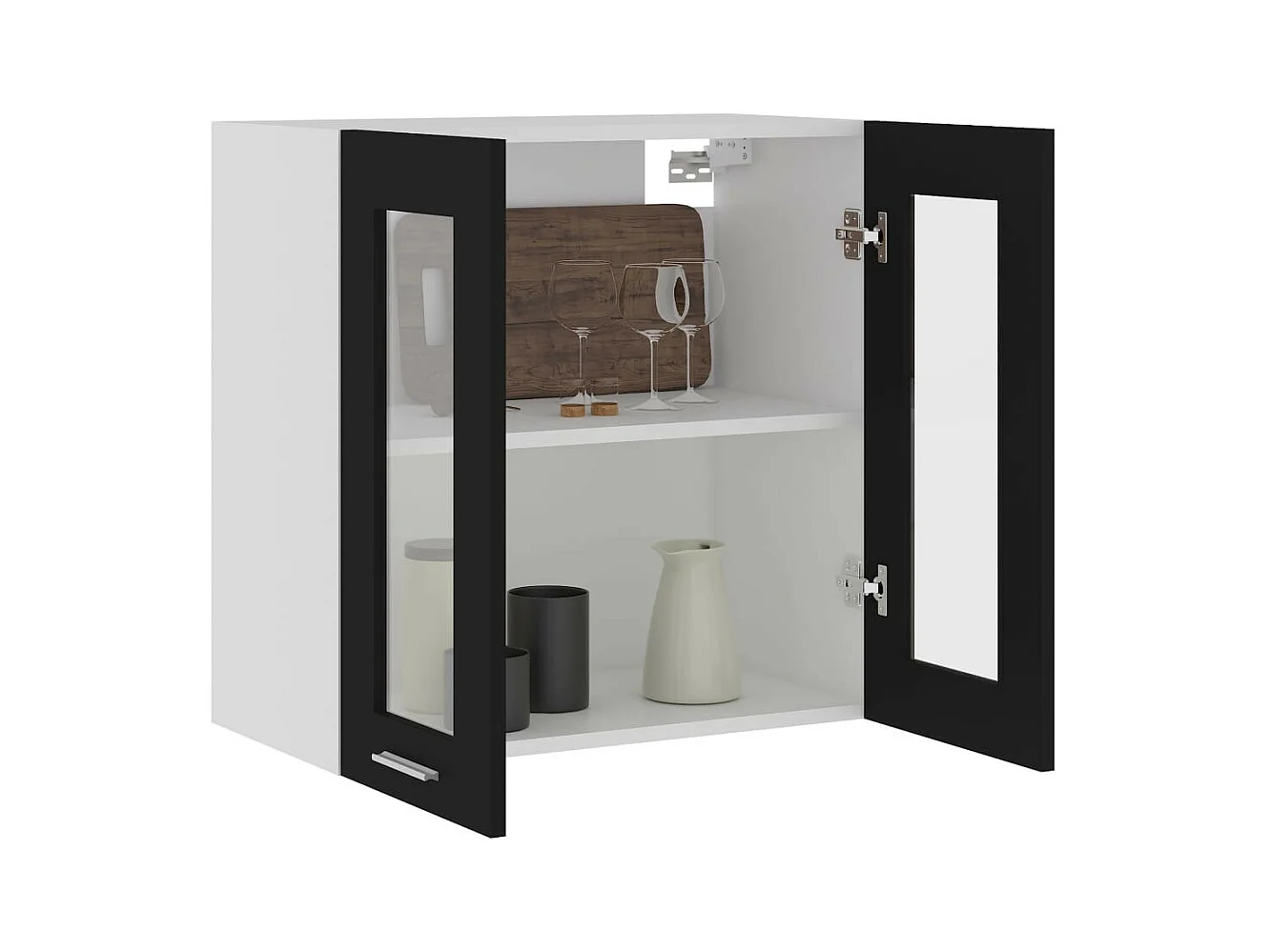 Armoire en verre suspendue Noir 60x31x60