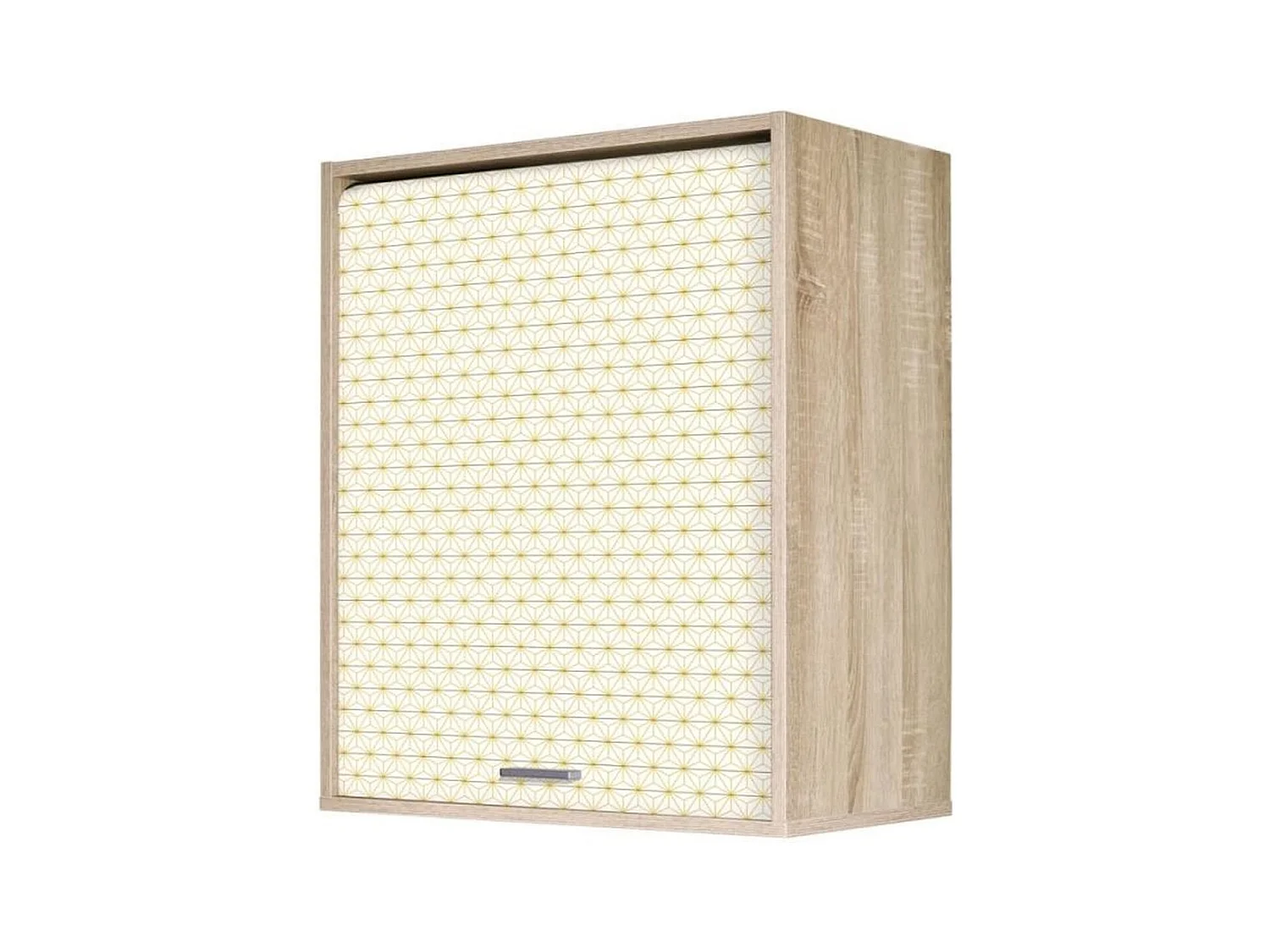 Meuble mural de cuisine chêne clair à rideau étoiles jaunes Couna L 60 x H 72cm