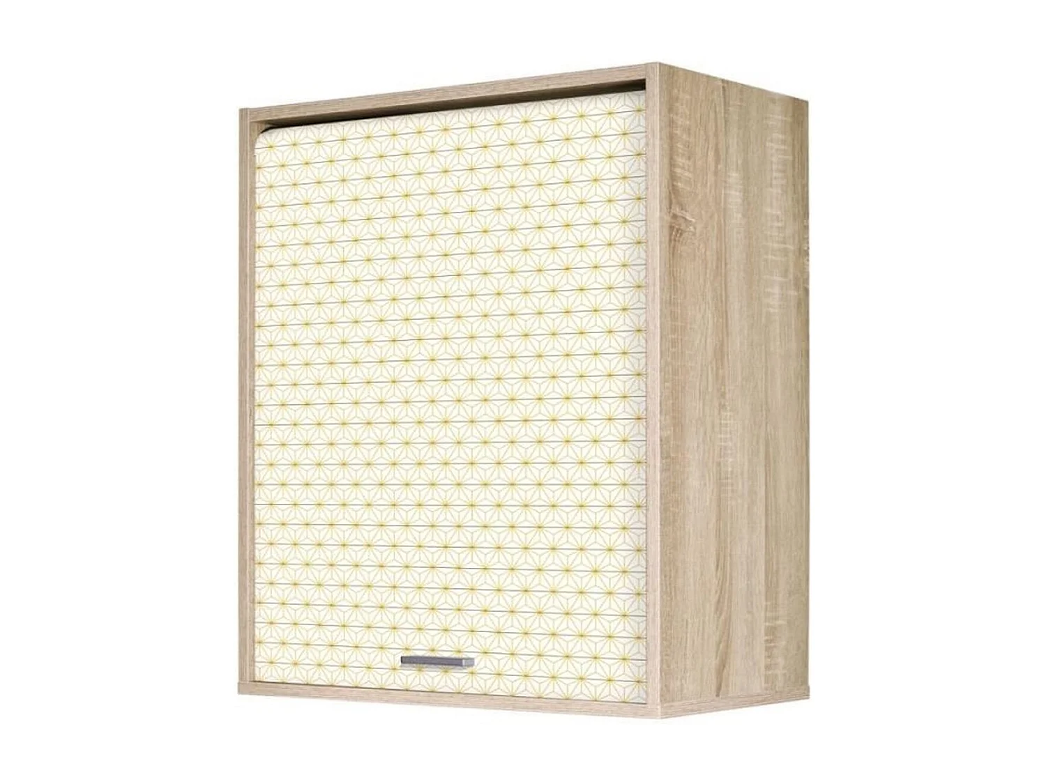 Meuble mural de cuisine chêne clair à rideau étoiles jaunes Couna L 60 x H 72cm