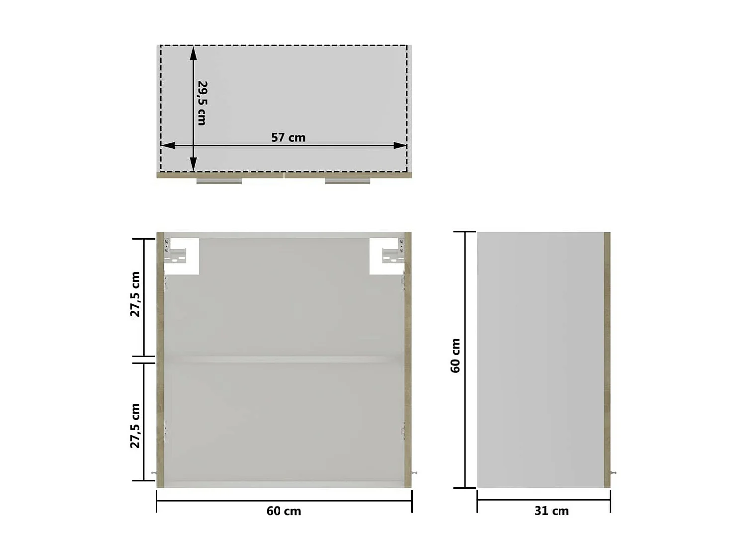 Armoire de cuisine en verre suspendue Chêne sonoma 60x31x60