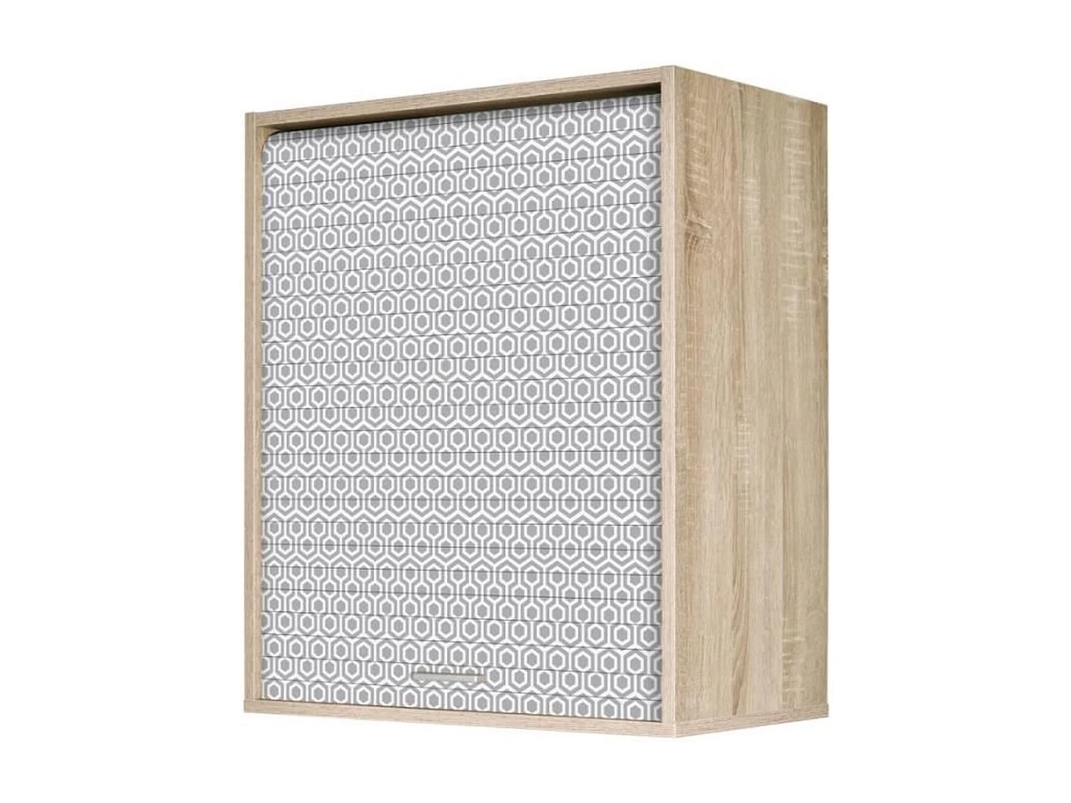 Meuble mural de cuisine chêne clair à rideau imprimé gris Couna L 60 x H 72cm