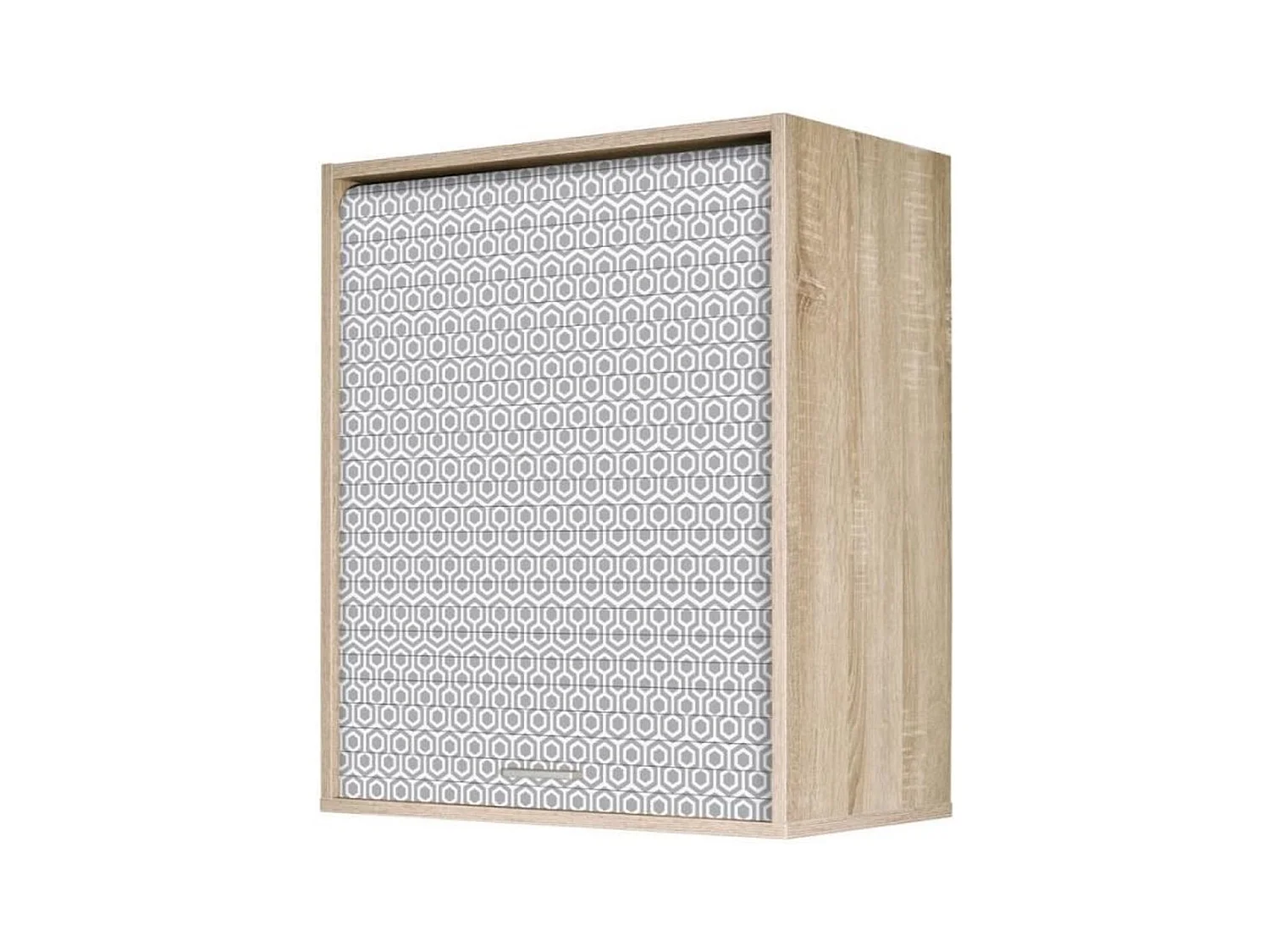 Meuble mural de cuisine chêne clair à rideau imprimé gris Couna L 60 x H 72cm